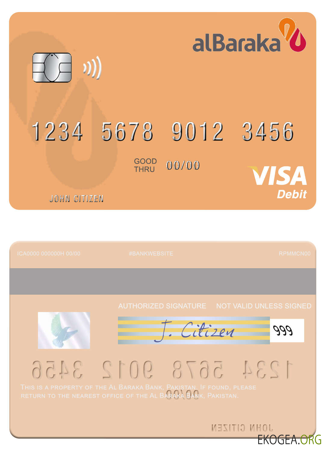 Carte de débit visa de la banque Al Baraka du Pakistan